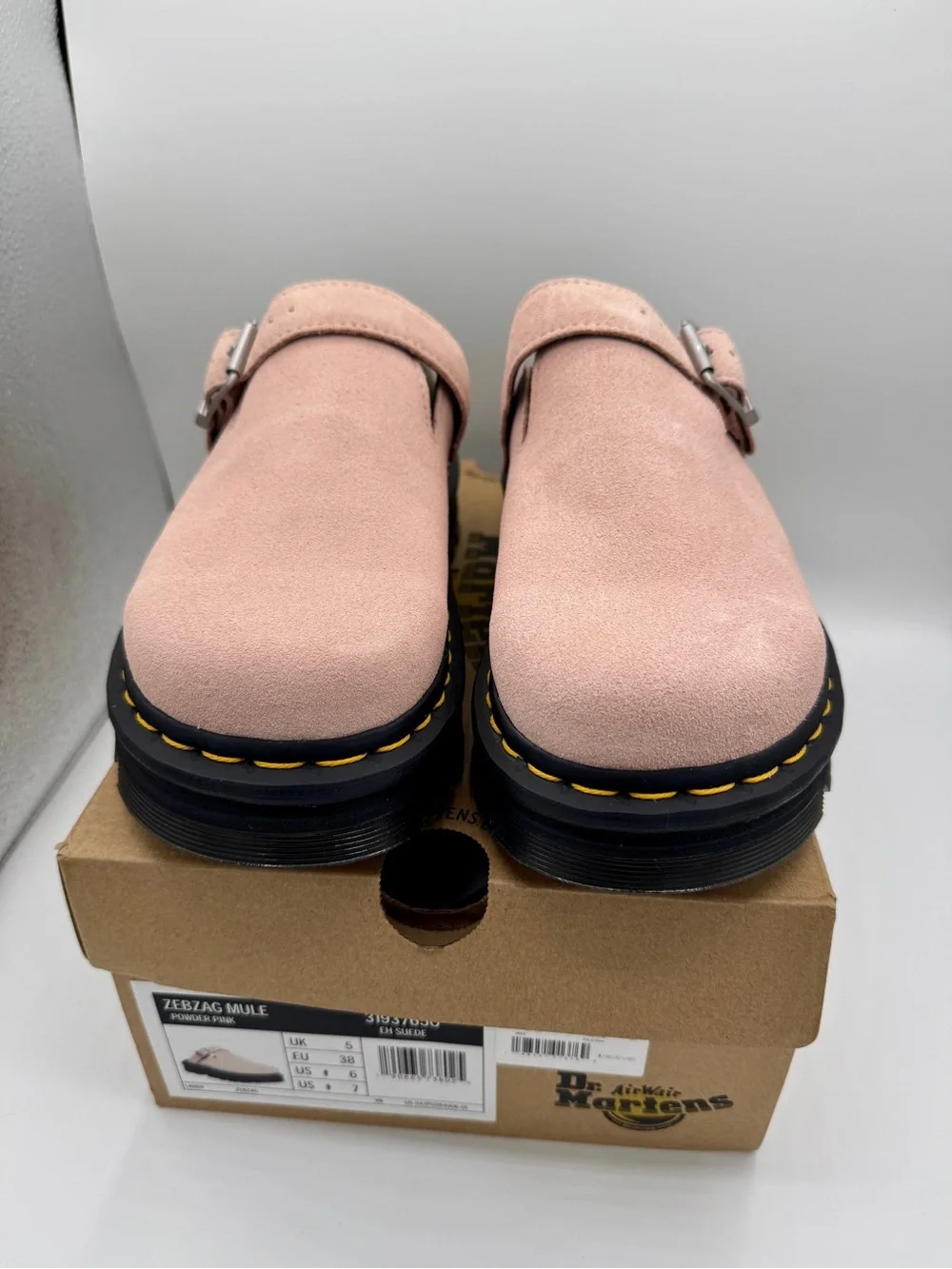 NWT Dr Martens Zebzag Mule Unisex , Powder Pink Platforms